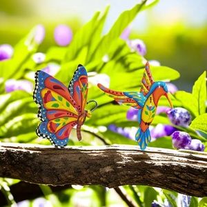 Set Metal Butterfly  and Hummingbird Wall Art Decor